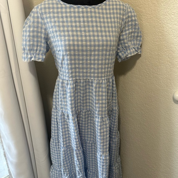 SHEIN White and Blue Tiered Maxi Sundress - Picture 3 of 7